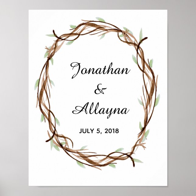 Wedding Fingerprint Wreath Guest Book Alternative Poster (Vorne)