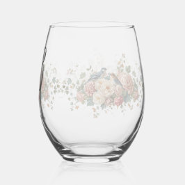 Wedding floral bird Monogram Elegant Simple Minima Weinglas Ohne Stiel