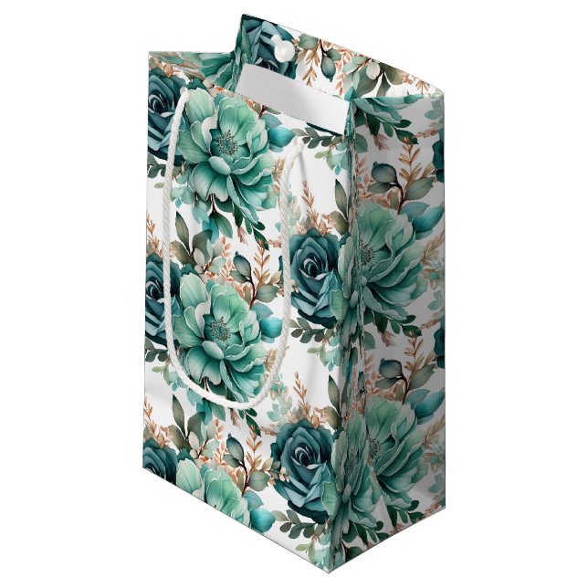 Wedding Floral Print Gift Bag Kleine Geschenktüte (Vorderseite Schrägansicht)