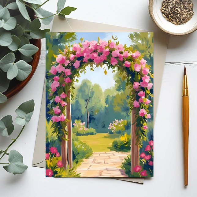 Wedding Flower Arch | Watercolor Marriage Painting Postkarte (Von Creator hochgeladen)
