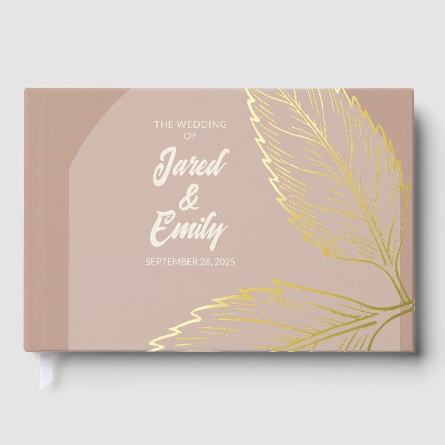 Wedding Foil Soft Mocha Brown Gästebuch (Vorderseite)
