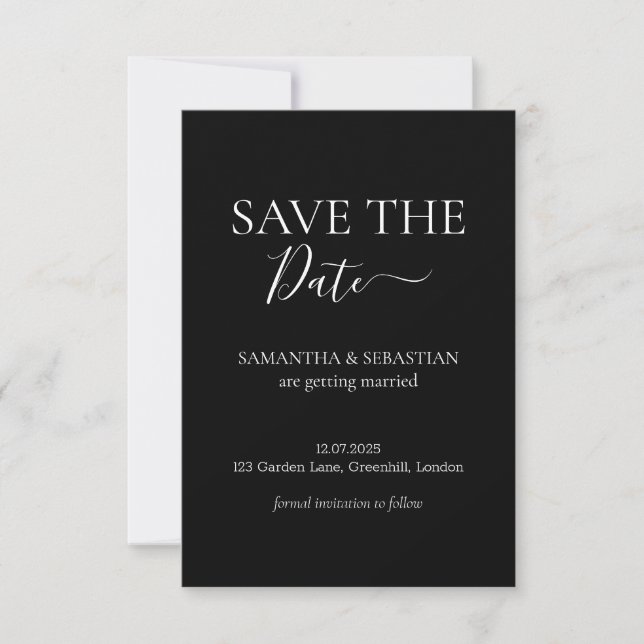 Wedding Formal Save the Date Black (Devant)