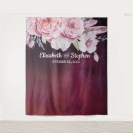 Wedding Foto Booth Backdrop Boho Floral Burgundy Wandteppich