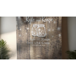 Wedding Foto Booth Backdrop Wood Mason Jar Lights Wandteppich