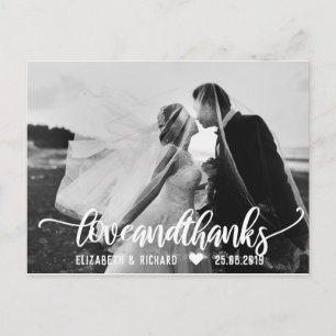 Wedding Foto Danke, Script Calligrafy Postkarte