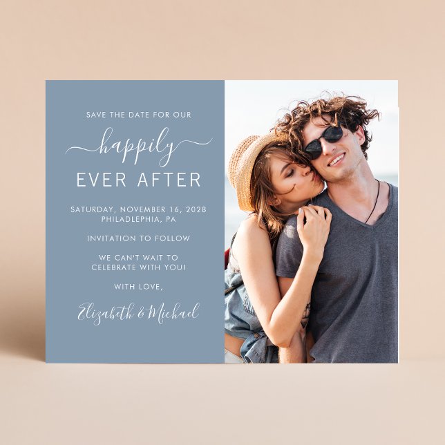 Wedding Foto Dusty Blue Save the Date (Von Creator hochgeladen)