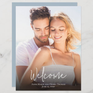 Wedding Foto Einfaches Modernes Dusty Blue Calligr