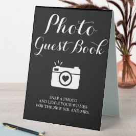 Wedding Foto Gästebuch Black Pedestal Schild