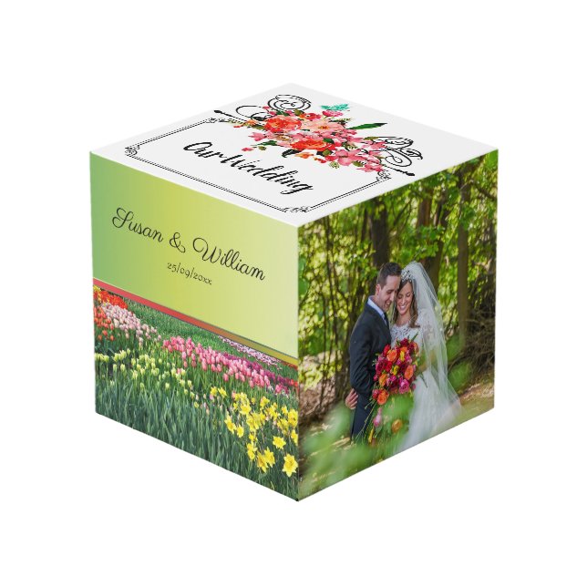 Wedding Foto Gefallen Cube Würfel (Vorderseite Schrägansicht)