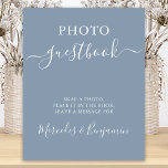 Wedding Foto Guest Moderne Kalligrafie Dusty Blue Poster<br><div class="desc">Foto Gästebuch ! Dieses schlichte und dennoch elegante Foto-Gästebuchschild zeigt das Gästebuch in eleganter Kalligraphie und schnappt ein Foto, legt es in das Buch und verlasse eine Nachricht für. Passen Sie dieses elegante Hochzeitszeichen mit Ihren Namen an! COPYRIGHT © 2020 Judy Burrows, Black Dog Art - Alle Rechte vorbehalten. Wedding...</div>