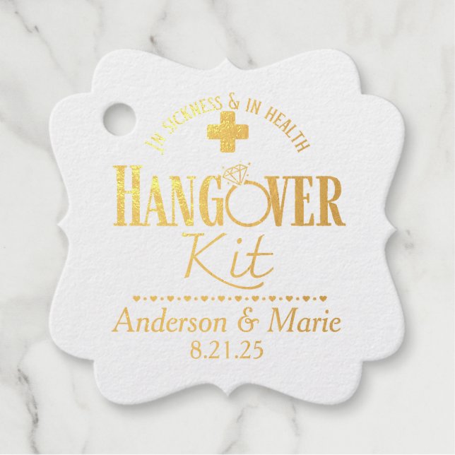 Wedding Foto Hangover Kit Geschenkanhänger (Vorderseite)