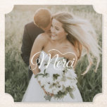 Wedding Foto Merci Beaucoup Untersetzer<br><div class="desc">Fügen Sie Ihrer Hochzeitsfeier mit dem Merci Beaucoup Paper Untersetzer eine charmante und persönliche Touch hinzu. Dieser einzigartige Untersetzer verbindet Eleganz und Funktionalität mit einem wunderschönen Foto aus Ihrem besonderen Tag und der herzlichen Botschaft "Merci Beaucoup" - französisch für "Vielen Dank". Es ist der perfekte Weg, um Ihren Gästen zu...</div>