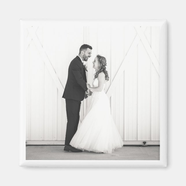 Wedding Foto Newlyweds Mr. & Mrs. Schwarz-weiß Gef Magnet (Vorne)