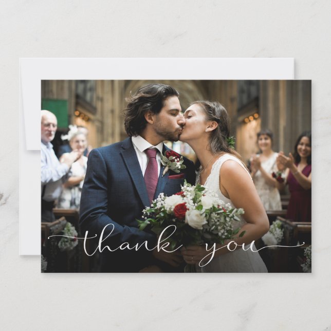Wedding Foto Vielen Dank Burgundy Floral Dankeskarte (Vorderseite)