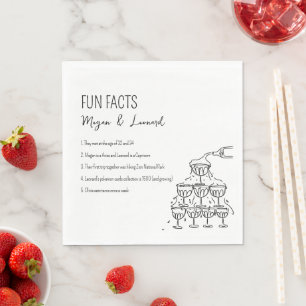 Wedding Fun Fakten handgezeichnete Champagnerturm Serviette