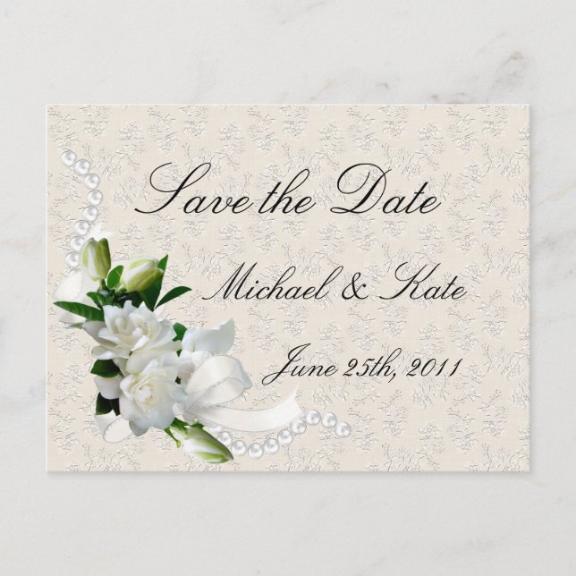 Wedding Gardenias Ankündigungspostkarte (Vorderseite)