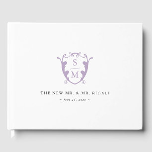 Wedding Gast Book Monogram Wappen Lilac Gästebuch