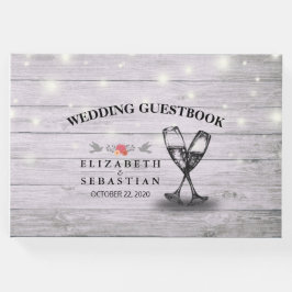 Wedding Gästebuch Champagne Brillen Wood Lights