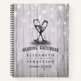 Wedding Gästebuch Champagne Brillen Wood Lights Notizbuch