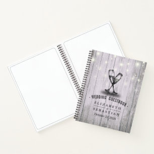 Wedding Gästebuch Champagne Brillen Wood Lights Notizbuch
