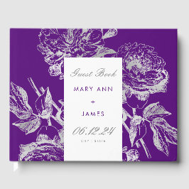 Wedding Gästebuch Simple Floral Silver Lila