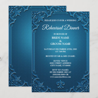 Wedding Geometric Teal Turquoise Rehearsal Dinner Einladung