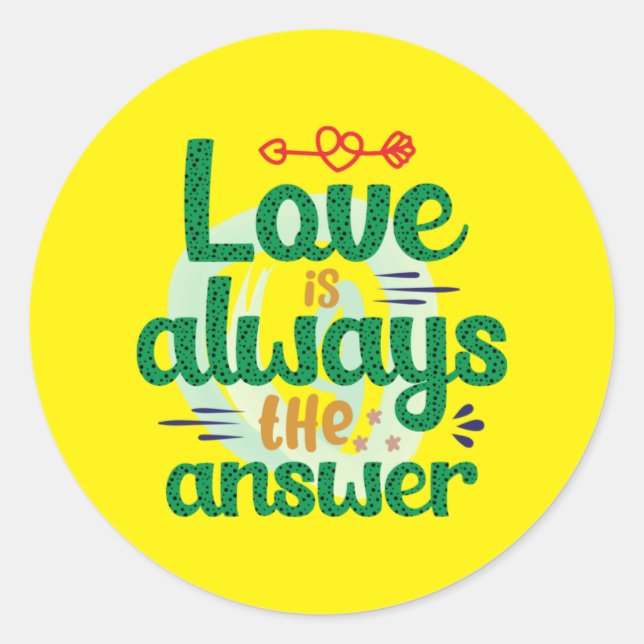 Wedding Gift Love Is Always The Answer Runder Aufkleber (Vorderseite)