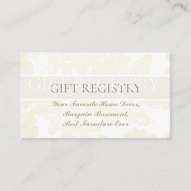 Wedding Gift Registry(w/Plum Moss lädt ein) Begleitkarte (Vorderseite)