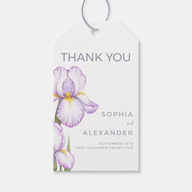 Wedding Gift Tags "Delicate irises" Geschenkanhänger (Vorderseite)