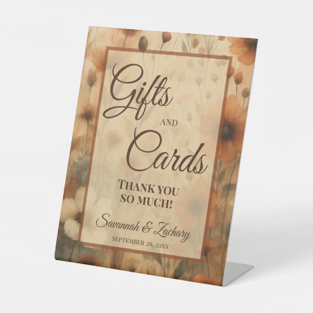 Wedding Gifts & Cards Thank You Sienna Boho Floral Sockelschild (Vorderseite)
