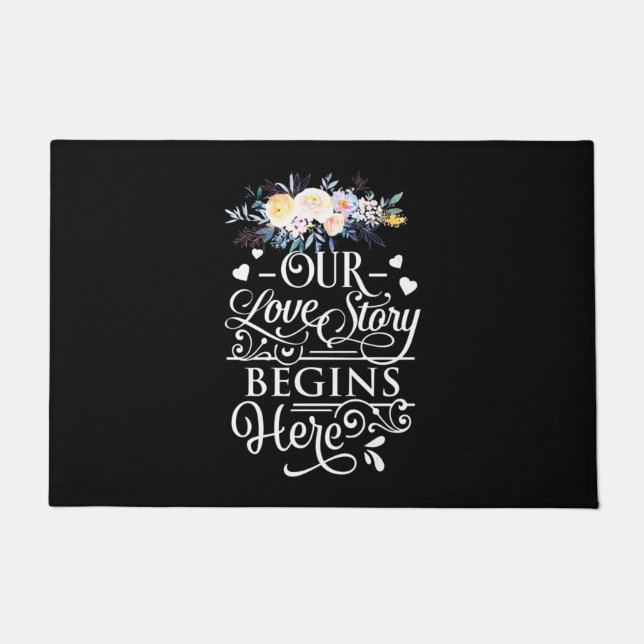 Wedding Gifts | Our Love Story Begins Here Fußmatte (Vorderseite)