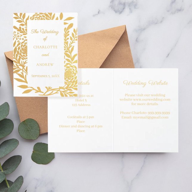 Wedding gold botanical website details luxury folienkarte (Von Creator hochgeladen)