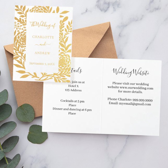 Wedding gold botanical website details luxury folienkarte (Von Creator hochgeladen)
