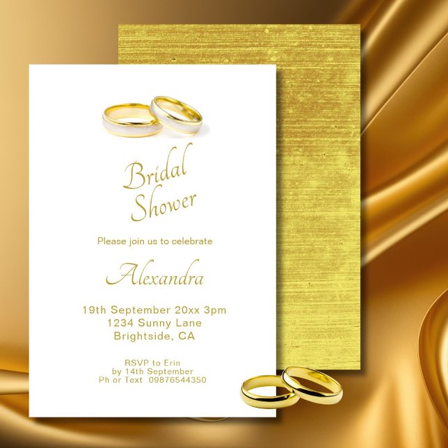 Wedding Gold Rings Elegantes Brautparty Einladung (Von Creator hochgeladen)