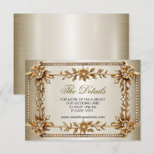 Wedding Gold Verziert Rectangle Dimond Blume Shiny Begleitkarte