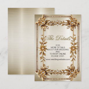 Wedding Gold Verziert Rectangle Dimond Blume Shiny Begleitkarte