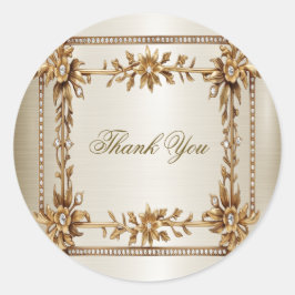 Wedding Gold Verziert Rectangle Dimond Blume Shiny Runder Aufkleber