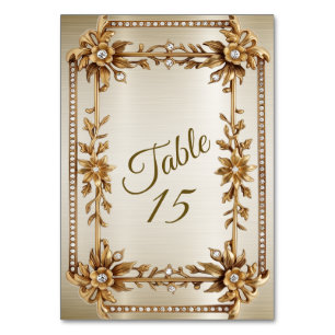 Wedding Gold Verziert Rectangle Dimond Blume Shiny Tischnummer