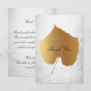 Wedding Golden Leaf Silver Vielen Dank Einladung