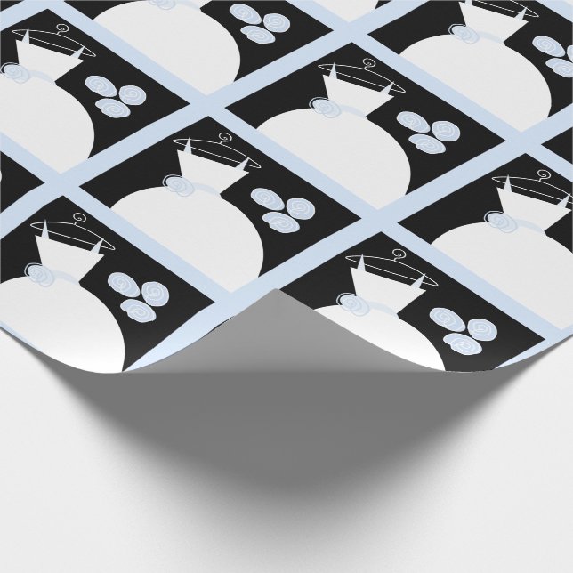 Wedding Gown Blue Black Pastel Geschenkpapier (Ecke)