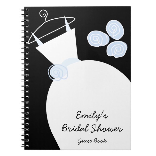 Wedding Gown Blue "Brautparty" Notebook schwarz Notizblock (Vorderseite)