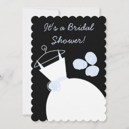 Wedding Gown Blue Brautparty Schwarz Pastellfarben Einladung