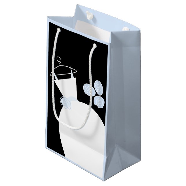 Wedding Gown Blue Geschenktasche schwarz blass bla Kleine Geschenktüte (Vorderseite Schrägansicht)