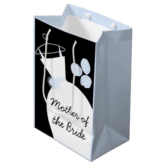 Wedding Gown Blue Mother of Bride Black Pastellfar Mittlere Geschenktüte (Vorderseite Schrägansicht)