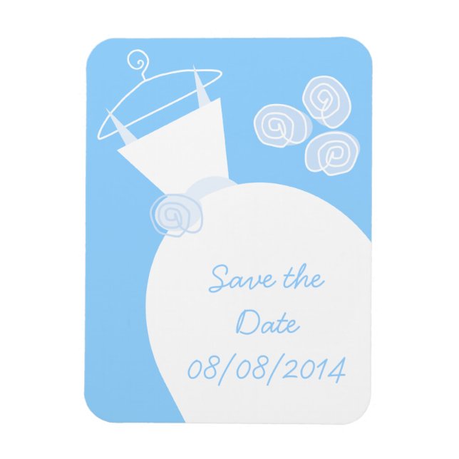 Wedding Gown Blue 'Save the Date' Magnet (Vertikal)