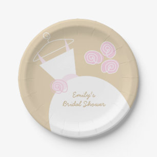 Wedding Gown Pink Beige 'Brautparty' Pappteller