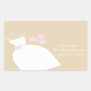 Wedding Gown Pink Beige 'Brautparty' Rechteckiger Aufkleber