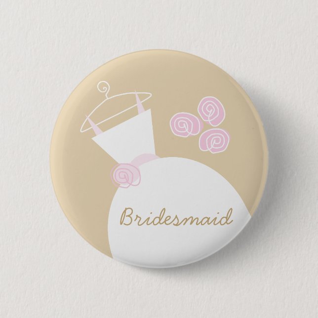 Wedding Gown Pink Beige 'Bridesmaid' Taste Button (Vorderseite)