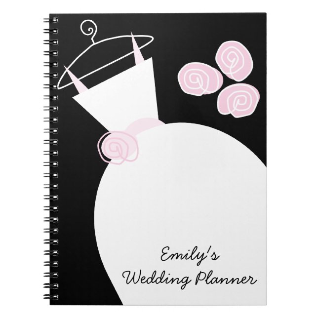 Wedding Gown Pink 'Wedding Planner' schwarz Notizblock (Vorderseite)