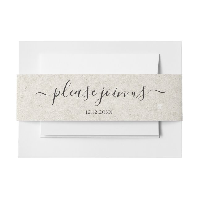 Wedding Gray Tan Bitte treten Sie uns Personalisie Einladungsbanderole (Vorderseite Beispiel)